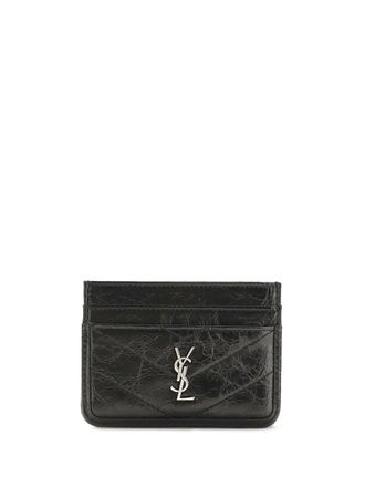 Saint Laurent Womens Card Holder Niki Vintage Black Calfskin Calf Leather Shoulder Bags