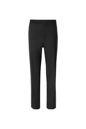Richard James Black Satin-Trimmed Wool and Mohair-Blend Tuxedo Trousers