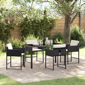 vidaXL Conjunto De Comedor De Jard&iacute;n Con Coj&iacute;n 5 Pcs Negro Polirat&aacute;n Vidaxl