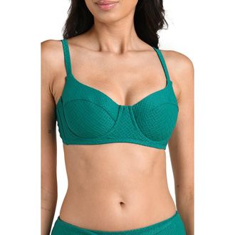 La Blanca Textured Tides Underwire Bikini Top in Jungle at Nordstrom, Size 12