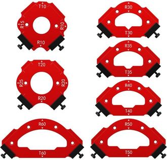 OEM Gu&iacute;as De Corte Angular Para Madera: Juego De 7 Plantillas (de R10 A R60) Con Clip Extra&iacute;ble, Herramienta De Corte De Precisi&oacute;n Para Aficionados Al Bri