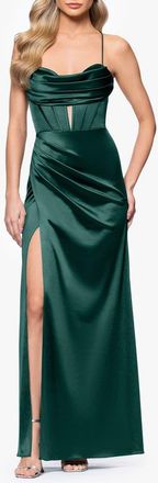 Blondie Nites Drape Corset Gown in Hunter at Nordstrom, Size 11