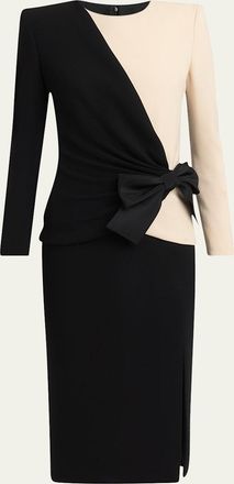 Valentino Garavani Colorblock Bow Slit Midi Dress