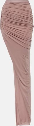 Rick Owens Asymmetric high-rise cupro-blend maxi skirt