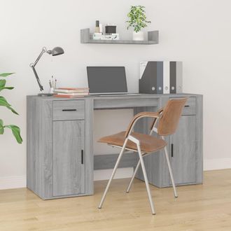 vidaXL Escritorio Con Armario Contrachapada Gris Sonoma Vidaxl