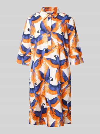 Christian Berg Knielanges Hemdblusenkleid im Allover-Look in Apricot, Gr&ouml;&szlig;e 34