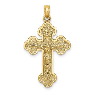 Diamond2Deal 14k Yellow Gold Crucifix Budded Tips Charm