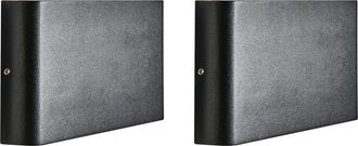 Beliani Conjunto De 2 L&aacute;mparas Led De Pared Exterior Rectangulares Iluminaci&oacute;n Moderna De Aluminio Negro Arder