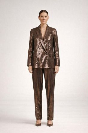 Brunello Cucinelli Pine Cone Silk Blend Sequin Suit, Brand Size 40 (US Size 6)