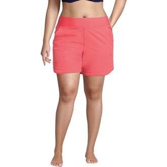 Lands End Plus Size 5 Board Shorts with Panty in Wood Lily at Nordstrom, Size 18W