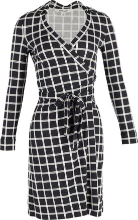 Diane Von Fürstenberg Diane Von Furstenberg Checkered Wrap Dress in Black Viscose