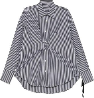 Marina Yee Camicia drappeggiata a righe - Nero