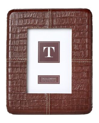 Two's Company 5X7 Genuine Leather Reptile Pattern Photo Frame