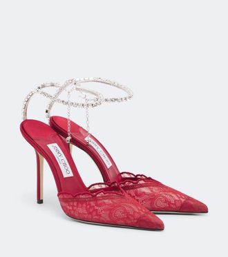 Jimmy Choo London Salones Saeda de encaje adornados