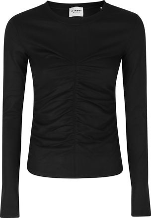 Isabel Marant Black Delesa Draped Flannel Jersey T-Shirt