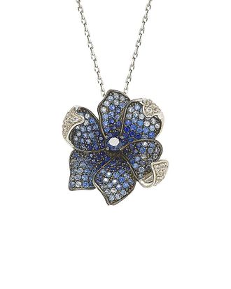 Suzy Levian 18K & Silver 3.52 Ct. Tw. Sapphire Flower Necklace