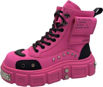 Generic Unisex-Adult Dragon Fruit Combat Boots Chunky Platform Ankle Booties with Studded Details Military Biker Boots(5.5)