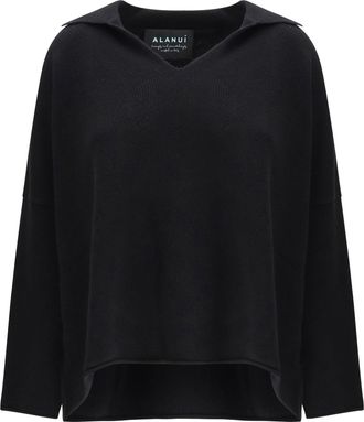 Alanui Womens Sweater With Polo Collar Black