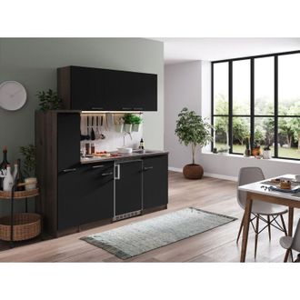 Respekta Cucina Cucinino Cucina Singola Rovere York Nero Oliver 180 cm Respecta