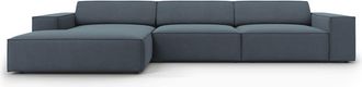 MICADONI Sofá esquinero izquierdo 4 plazas de tela azul