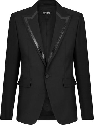 Dsquared2 contrast-lapel single-breasted blazer - men - Silk/Virgin Wool/Polyester/Polyamide/Polyester/Cotton - 46 - Black