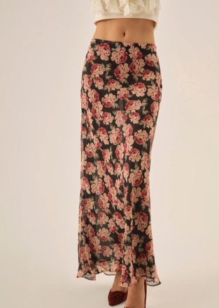 For Love & Lemons Belmond Floral Maxi Skirt In Black