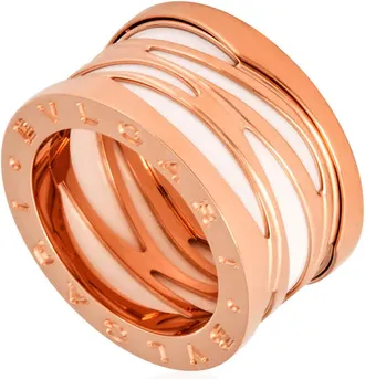 Bulgari B.Zero 1 18kt Rose Gold and White Ring, Brand Size 56 (US Size 7 3/4)