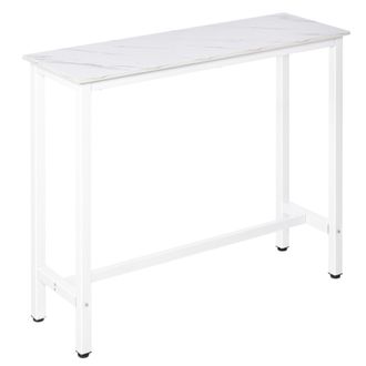 OEM Mesa De Bar Mesa Alta Con Encimera De Melamina Efecto Marmoleado Y Patas De Acero Estilo Moderno Para Cocina Cafeter&iacute;a Comedor 120x40x100 Cm Blanco