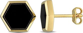 Amour 4 1/5ct TGW Black Onyx Hexagon Stud Earrings in Yellow Plated Sterling Silver