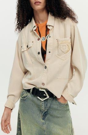 Desigual Denim Trucker Jacket in Off White at Nordstrom, Size X-Large