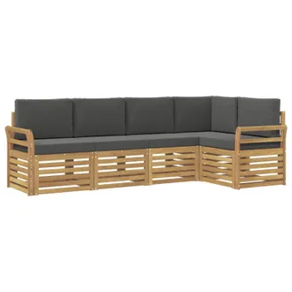 vidaXL Set Di Divani Da Esterno 5 Pz Bianco E Antracite Poliestere Vidaxl