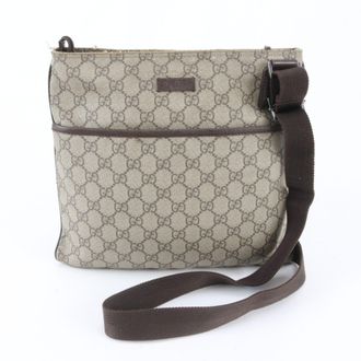 Gucci Brown Leather Coated Canvas Shoulder Bag Tote Bag (Pre-Owned)