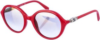 Swarovski Ovaalvormige Granaat Zonnebril met Gele Glazen - Dames - Zonnebrillen - Rood - ONE Size - Accessoires