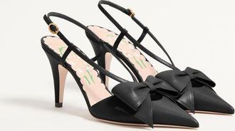 Valentino Garavani D&eacute;collet&eacute; Slingback Bowow In Capretto 85Mm Donna NERO 35.5