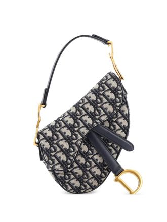Dior Saddle Handbag Oblique Canvas Mini shoulder bag - women - Canvas - One Size - Blue