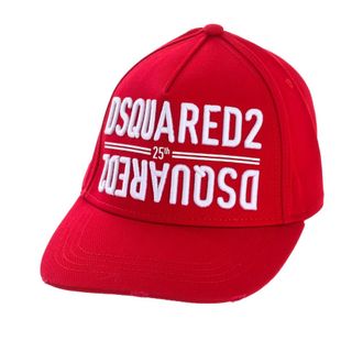 Dsquared2 Geborduurde Cap met Gescheurde Klep - Heren - Petten - Rood - ONE Size - Katoen - Accessoires