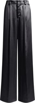 Alberta Ferretti Alberta Ferretti, Wide Trousers, female, Black, Size: M Shiny Satin Trousers