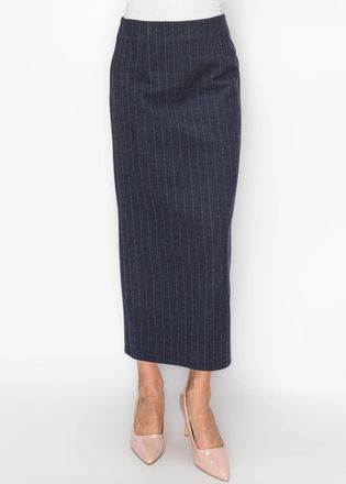 YAL New York Navy Striped Skirt with Back Slit