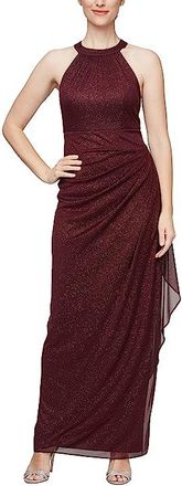 Alex Evenings Long Sleeveless Halter Neck Dress Womens Dress Fig : 14, Polyester