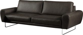 Studio Copenhagen home24 loftscape Sofa Kerman 3-Sitzer Schwarz Echtleder 207x83x95 cm