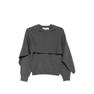 R&oacute;he Cape-overlay Knitted Sweater