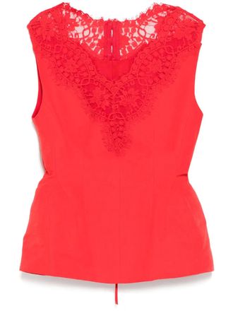 pushBUTTON hourglass sleeveless top - women - Polyester/Cotton - S - Red