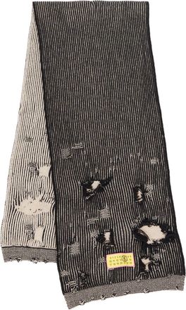 Maison Margiela Numbers-motif ribbed scarf - women - Wool/Polyamide - One Size - Black