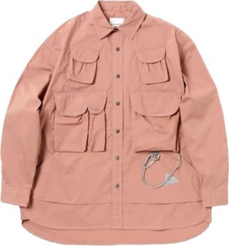 And Wander Rose Pink Cotton-Blend Cargo Shirt