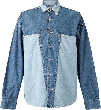 Diesel Denim overhemd met panelen - Heren - Overhemden - Blauw - Maat: XL Denim