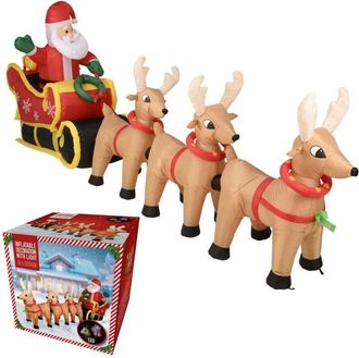 Ambiance Addobbo Gonfiabile Babbo Natale Con Renne Gonfiabili Led 340cm