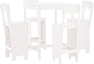 vidaXL Set De Mesa Y Taburetes Altos Jard&iacute;n 5 Pzas Madera Pino Blanco Vidaxl