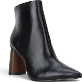 Carrano Womens Anna Wooden Heel Leather Bootie In Black