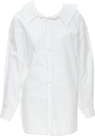 Marni cotton stitching deconstructed collar overd shirt