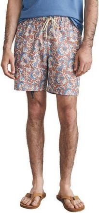 Faherty Sunwashed Swim Trunks in Clay Oceanside Floral at Nordstrom Rack, Size X-Small